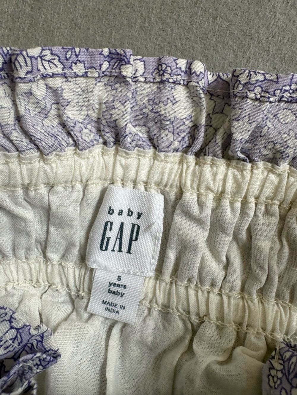 GAP Lilac Floral Smocked Bow-Strap Cotton Dress sz 5 - Picture 5 of 5